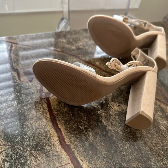 Morrina Natural Suede Lace-Up High Heel Sandals - Picture 4 of 5